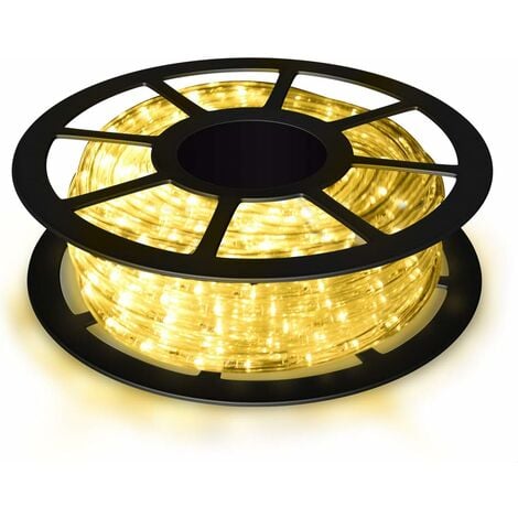 COSTWAY 30M Tube Lumineux Extérieur LED Guirlande Lumineuse Décoration avec 1080 Lampes et Adapteur d’alimentation Beige