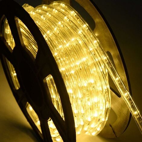 COSTWAY 30M Tube Lumineux Extérieur LED Guirlande Lumineuse Décoration avec 1080 Lampes et Adapteur d’alimentation Beige