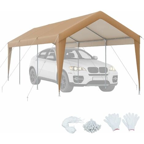 Tente garage carport dim. 6L x 3 6l x 2 75H m acier galvanisé robuste PE  haute densité 195 g/m² imperméable anti-UV blanc gris - La Poste