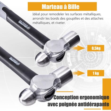 Marteau Avec Manche En Bois MUNANI - Marteau à Panne Sphérique Pour Bijouterie, Maroquinerie, Bricolage Léger