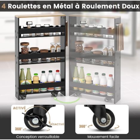 Chariot à roulettes pour pot de fleurs avec roulettes pivotantes faciles à déplacer, 360 degrés