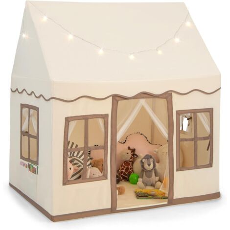 Costway – Tente de jeux enfant tipi 121 x 101 x 137 cm – Guirlandes lumineuses étoiles – Poches de rangement – Tapis lavable – 3-4 enfants