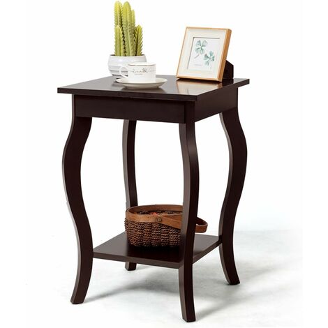 COSTWAY Table d'Appoint, Table de Chevet 2 Niveaux, Bout de Canapé Carré avec Patins Antidérapants pour Chambre, Salon, 40 x 40 x 60 cm, Café