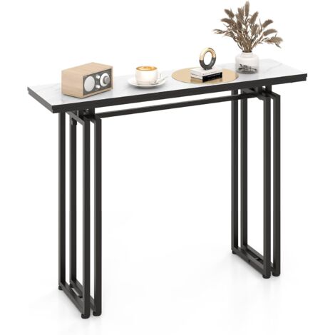 Costway – Table console en faux marbre 110 x 30 x 81 cm – Cadre métal robuste – Dispositifs anti-basculement – Pieds réglables pour sols inégaux (1/5)