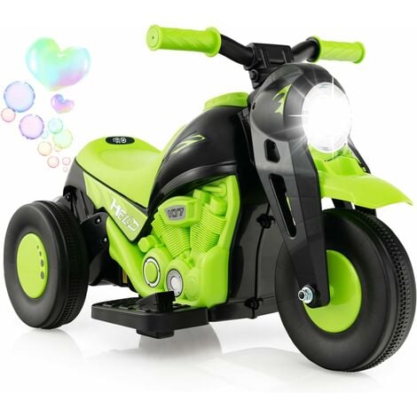 Moto Électrique 6V pour Enfants avec 3 Roues Scooter avec Créateur de  Bulles Klaxon Musique et Lumières 3 Ans + Noir/Rouge/Rose/Vert/Beige