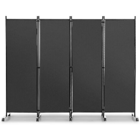 Costway – Paravent intérieur pliable 4 panneaux – Cloison de séparation avec roues verrouillables – Dimensions 225x173 cm – Matériau résistant à l'eau