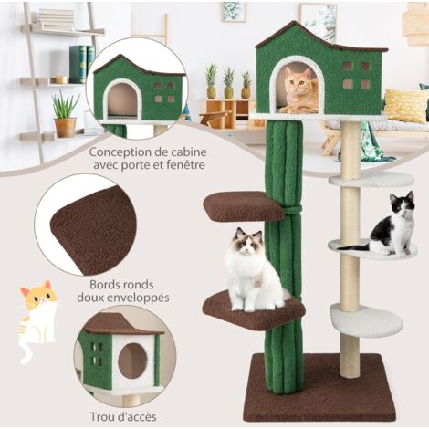 Arbre À Chat Avec Griffoir Et Poteaux, Centre De Tour Pour Chaton Avec