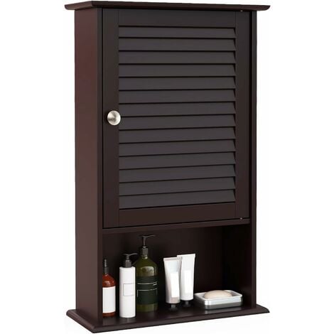 Armoire brune décor chêne fumé pour cacher lave-linge avec étagères et  armoire en hauteur