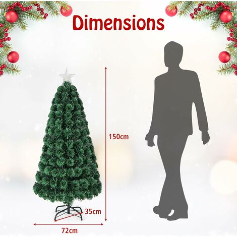 COSTWAY Sapin De Noël Floqué 150cm Lumineux LED - Arbre Artificiel Avec Baies Rouges, Pommes De Pin Et 8 Modes D'Éclairage