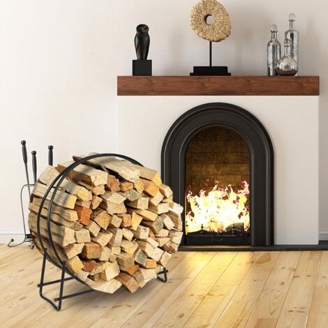 Range Bûches COSTWAY - Porte-Bûches 50 Kg - 84x33x76 Cm - 2 Supports Amovibles - Pour Intérieur/Extérieur
