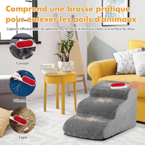 Escalier Réglable Pour Chat/Chien – 3 Ou 4 Marches Avec Griffoirs Sisal – Pour Accéder Au Lit Ou Canapé – Gris
