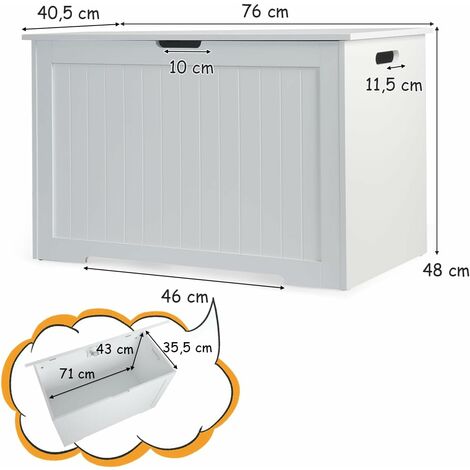 Costway coffre à jouets en bois avec couvercle rabattable