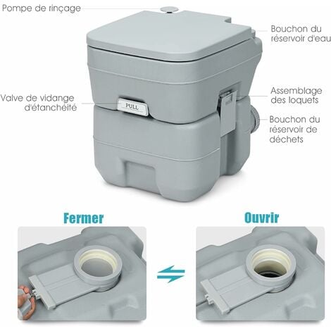 WC chimique portable compact pour caravane et camping-car
