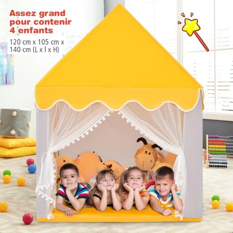 COSTWAY Tente De Jeux Enfant Avec 4 Fenêtres Et Guirlandes Lumineuses