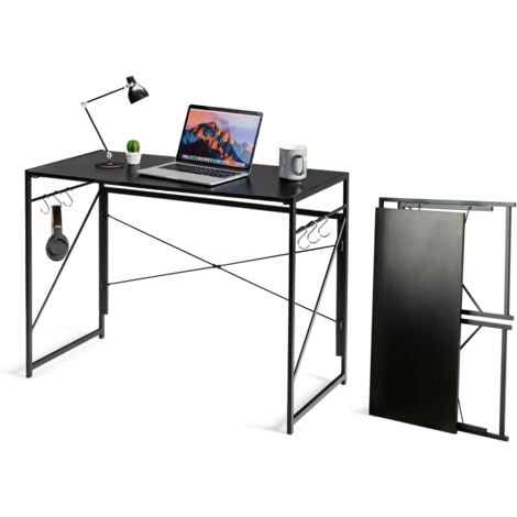 VASAGLE Table d'ordinateur, bureau pliant avec 8 crochets, poste de  travail, aucun