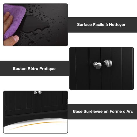 Meuble De Salle De Bain En Bois Avec 4 Tiroirs Et 1 Étagère Réglable 56 X 30 X 81cm Pour Couloir Salon Chambre Blanc/Marron/Noir