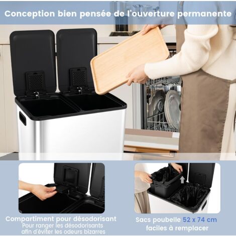 Collecteur De Bouteilles 80L Pliable – Poubelle De Tri Intérieur/extérieur – Imperméable – Poignées Renforcées – Gris Et Blanc