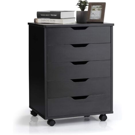 Meuble Rangement Bureau Avec Station Charge - COSTWAY - Gris - 60x43.5x65.5cm - Roulettes