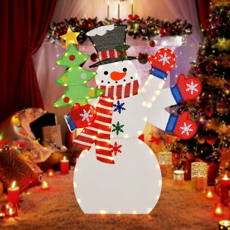 Bonhomme de neige gonflable géant de noël de 8 pieds, décorations  gonflables de cour de noël avec lumières rotatives colorées et 2 led  blanches
