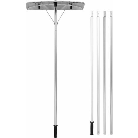 COSTWAY Râteau de Toit à Neige Extensible 1,50-6 m, Déneigement de Toit en Aluminium avec Lame 63 cm 1 Tige de Manipulation et 4 Extensibles 2 Rouleaux pour Véhicules Toit
