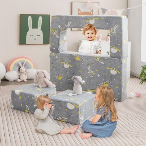 Canapé Convertible Enfant 2 En 1 (fauteuil + Lit) - Brillant Dans Le Noir - Design Licorne - Couverture Incluse