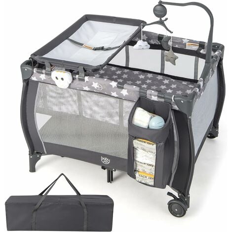 Costway 3 en 1 lit parapluie bébé pliable avec matelas doux, lit de voyage  portable bébé avec maille respirante, structure pyramidale, charge 30 kg  pour bébé de 0-3 ans,117 x 65 x 78 cm - Conforama