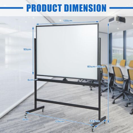COSTWAY Tableau Blanc Mobile Magnétique, Double Face Quadrillé ...