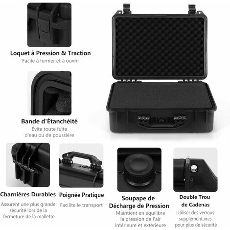 Valise photo caméra transport accessoire protection armes photographie noir