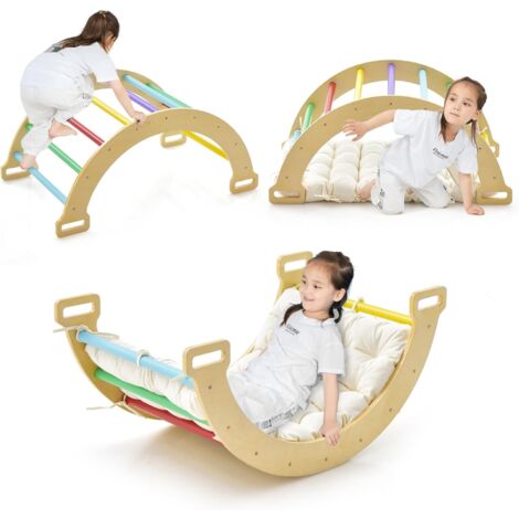 Costway – Arche d'escalade en bois 4 en 1 pour enfants – Coussin moelleux en coton PP – Charge 50kg – Pour chambre et salle de jeux – Sécurisée et stable (1/5)
