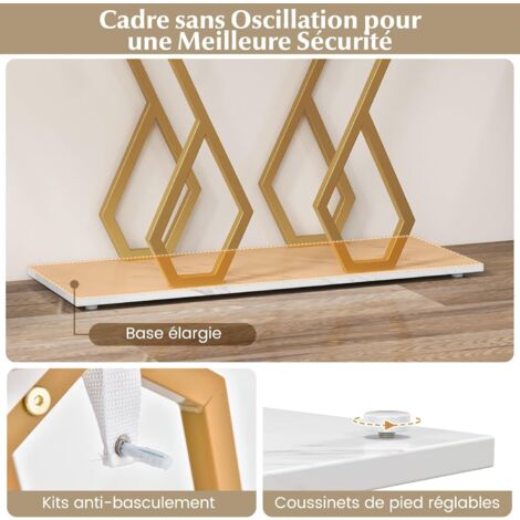 Table console meuble d'entrée en faux marbre design géométri