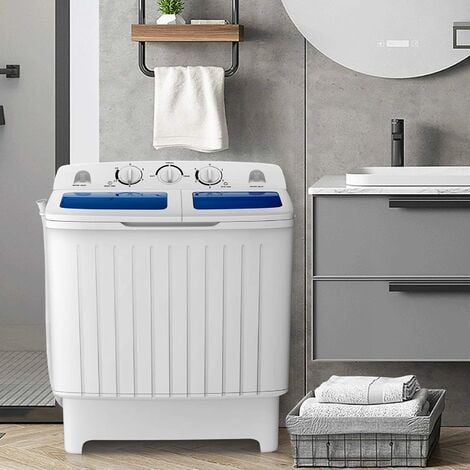MINI machine à laver 4,5kg Essoreuse Lave-linge double Bac 300W avec  minuterie Lavage à sec 3 kg système surchauffe Blanc - Costway