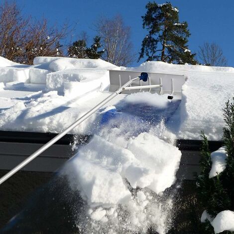 COSTWAY Râteau de Toit à Neige Extensible 160-610CM, Déneigement de Toit en Aluminium avec Lame 66 cm 5 Sections Poignée Antidérapante et 2 Rouleaux pour Véhicules Toit