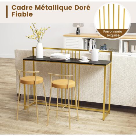 COSTWAY Table Console Entrée Faux Marbre – Design Géométrique Papillon Métal Doré, Étagère + Anti-Basculement, 100x30x80 Cm
