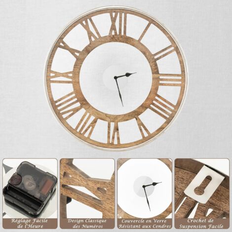 Horloge de bureau carré en verre miroir avec chiffres 20 x 20 cm