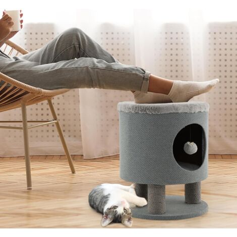 Panier Niche Pour Chat En Rotin – Sur Pieds, Avec Coussin Moelleux – Design Sphérique élégant