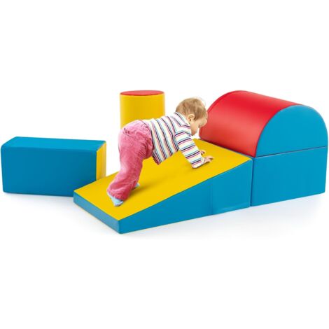 COSTWAY 6PCS Parcours Motricité Bébé En Mousse Avec Housse En PU