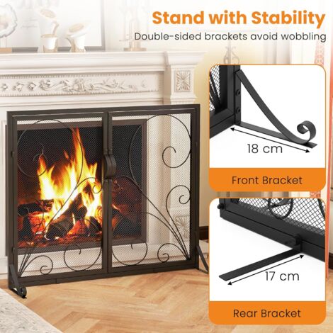 Pare-étincelles Yitahome 3 Panneaux Pliable - Finition Noire Métallique - Intérieur/Extérieur