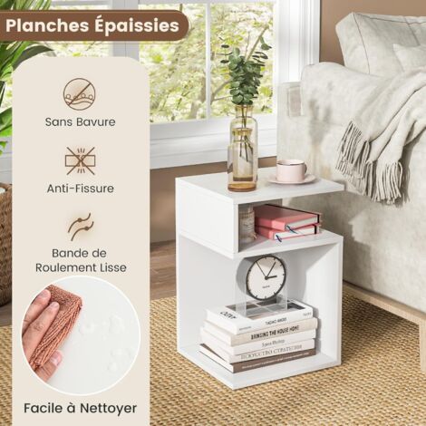 HOOBRO Table D'Appoint Ronde 2 Niveaux - Petit Bout De Canapé Avec Panier Tissu - Idéale Petits Espaces Blanc Table D'appoint 2 Niveaux Avec Panier HOOBRO Table D'Appoint Ronde 2 Niveaux - Petit Bout De Canapé Avec Panier Tissu - Idéale Petits Espaces Blanc Table D'appoint 2 Niveaux Avec Panier