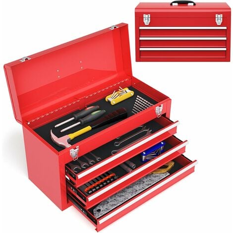 3 x boîtes à outils / coffrets avec compartiments de rangement 42 x 23 x 18  cm 
