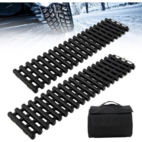 Costway – Lot de 2 tapis de traction pour pneus – Plaques de récupération TPR antidérapantes – Conception enroulable avec sac – Pour neige et glace