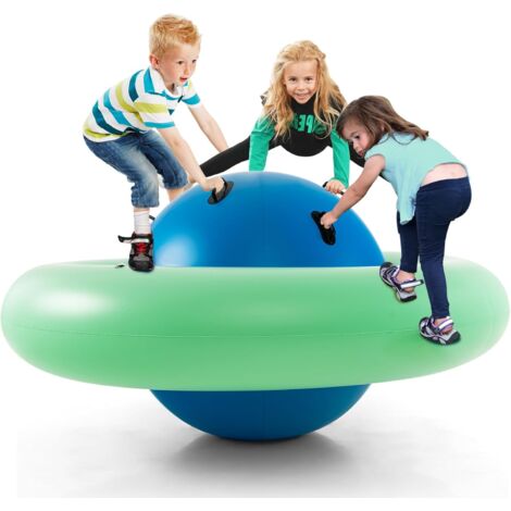 Costway – Château gonflable pour enfants Ø233cm – 6 poignées ergonomiques – PVC épais – Charge 113kg – Pour 3 enfants de 5 ans et plus – Balle rebondissante intérieur extérieur