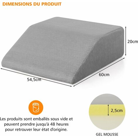 Oreiller Surélévation Jambes En Mousse Mémoire - 3 Hauteurs Ajustables - Pour Récupération, Confort