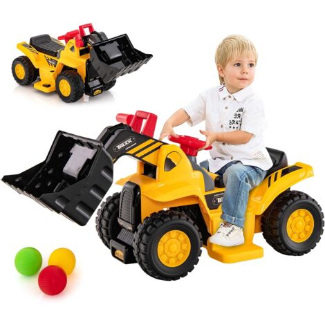 COSTWAY 6V Tractopelle Enfants Électrique avec Pelle & Panier de Basket Pliable, Pelleteuse Enfants Électrique avec Effets Sonores & Espace Caché, Charge 25KG pour Enfants de 2 Ans+ (Tractopelle)