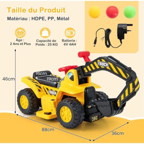 Voiture Électrique Enfants 12 V, Tracteur, Pelleteuse et Bulldoz avec Remorque, Pelle, Seau Voiture Électrique Enfants 12 V, Tracteur, Pelleteuse et Bulldoz avec Remorque, Pelle, Seau