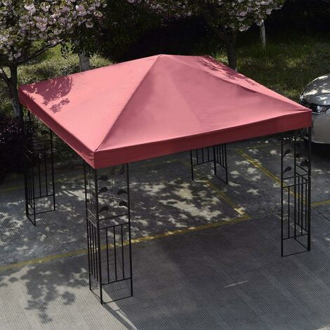 COSTWAY Toile de Rechange pour Pavillon Toile de Toit pour Tente Canopée pour Tonnelles 300 x 300 cm Vin Rouge