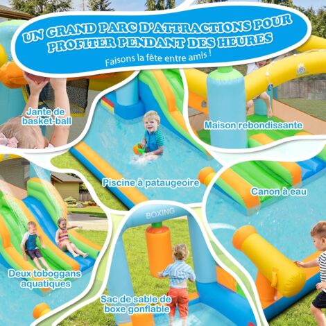 Château Gonflable 6-en-1 Pour Enfants Avec Toboggan, Piscine à Balles Et Zone De Jeux – Neuf Sous Emballage