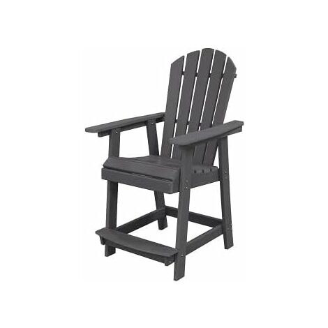 COSTWAY Chaise de Jardin Adirondack en HDPE, Chaise d'Extérieur avec Accoudoirs et Repose-Pieds, Fuateuil de Jardin à Dossier Haut, Chaise de Bar à Lattes, pour Pisine, Patio, Charge 160 KG (Noir)