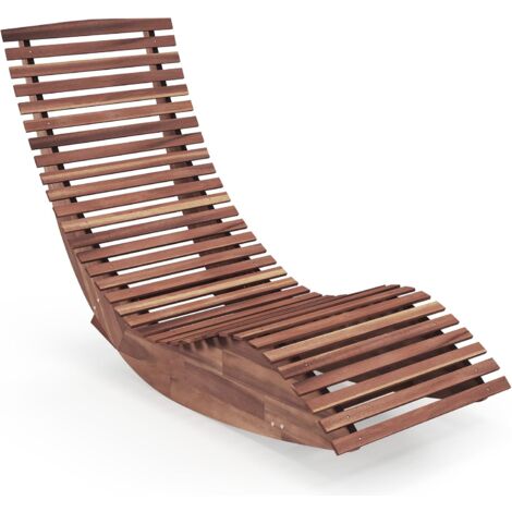 Costway – Transat en bois d'acacia – Chaise longue à bascule ergonomique – Dossier haut pour confort – Charge 160 kg – Dimensions 157x60x76 cm (1/5)