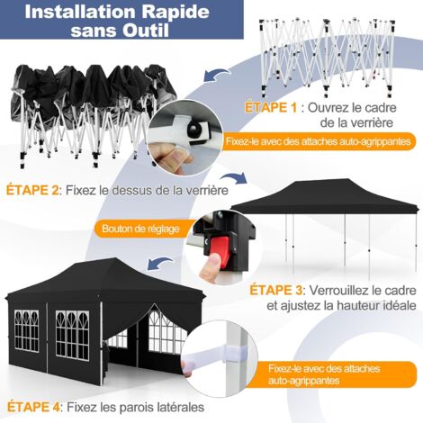 Tonnelle De Jardin | Tente De Réception Pliable Escamotable Avec 3 Parois Laterales Cfw63916 92379354