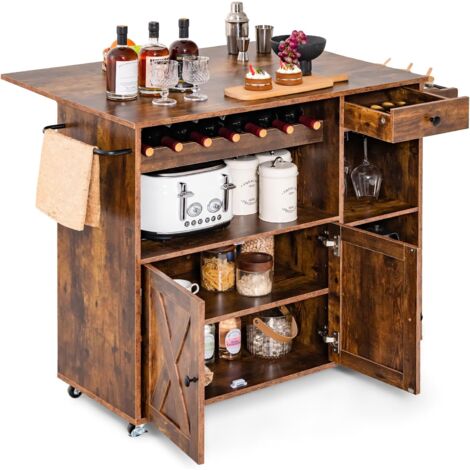 COSTWAY Chariot Îlot Cuisine Bambou Sur Roulettes – Casier 6 Bouteilles, Étagère, Support Épices, Noir îlot Cuisine Roulant Costway COSTWAY Chariot Îlot Cuisine Bambou Sur Roulettes – Casier 6 Bouteilles, Étagère, Support Épices, Noir îlot Cuisine Roulant Costway
